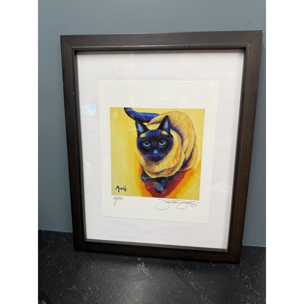 Michelle Mardis Kahlua Cat Signed Ltd Ed Print 42/250 Framed 13x16 Art‎